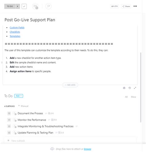 Post Go Live Support Plan Template By Clickup™