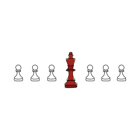 queen and pawn chess pieces chess figure in one line drawing style management leadership