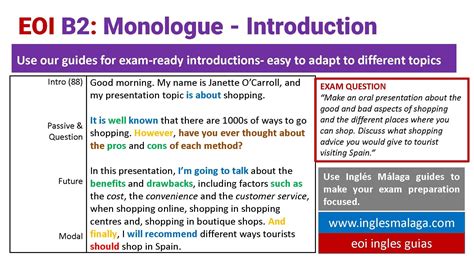B Eoi Ingl S The Monologue Introduction Ensayo En Ingles Saludos
