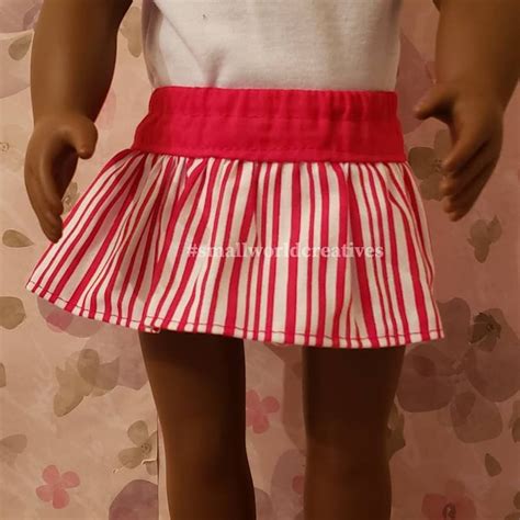 peppermint stripes skirt 18 inch doll clothes fits like american girl christmas 2020 etsy