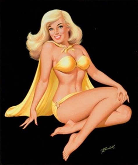 Bill Randall Blonde Pin Up In Yellow Tempera On