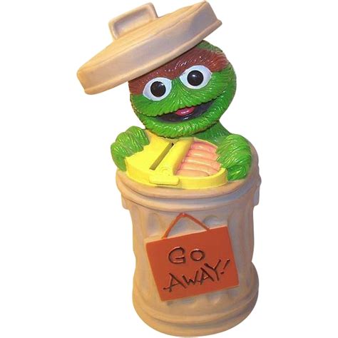 Oscar The Grouch Sesame Street Trash Can Bank Go Away Sesame Street