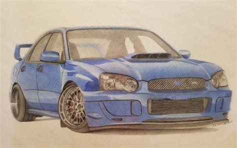 Subaru Wrx Sti Drawing Drawings Automotive Art Car Drawings