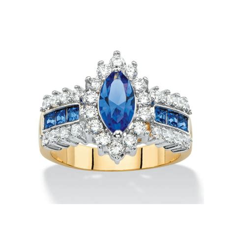 Palmbeach Jewelry Marquise Cut Simulated Blue Sapphire And Cubic