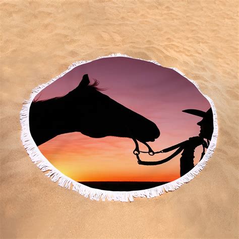 Cowgirl Sunset Round Beach Towel For Sale By Todd Klassy