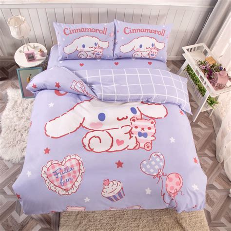 Cinnamoroll Inspired Bedding Duvet Sheet Set Queen Twin King Size Room Ideas Bedroom Cute