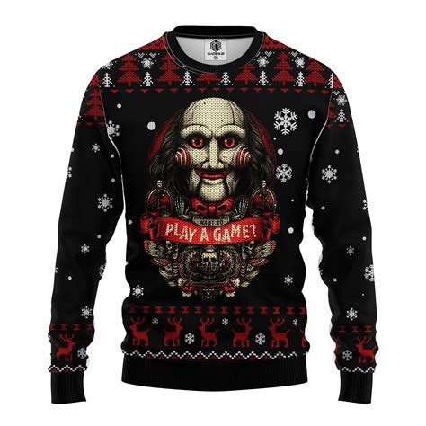 Play A Game Horror Movie Saw Ugly Christmas Sweater Nearkii