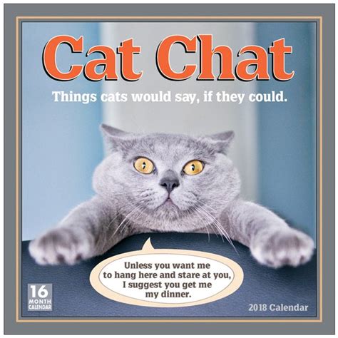 Cat Chat Things Cats Would Say If They Could 2018 Wall Calendar