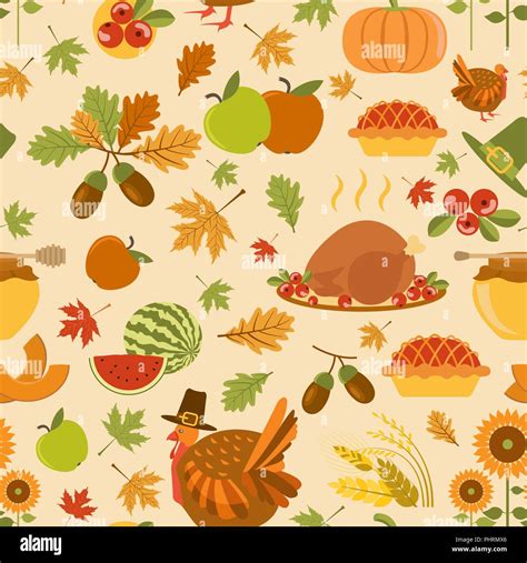 Thanksgiving Day Seamless Pattern Vector Illustration Stock Vector