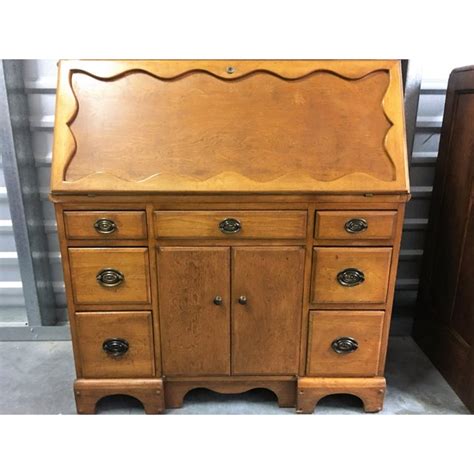 Secretary desks are making a comeback. Vintage Solid Wood Secretary Desk With Hutch | Chairish