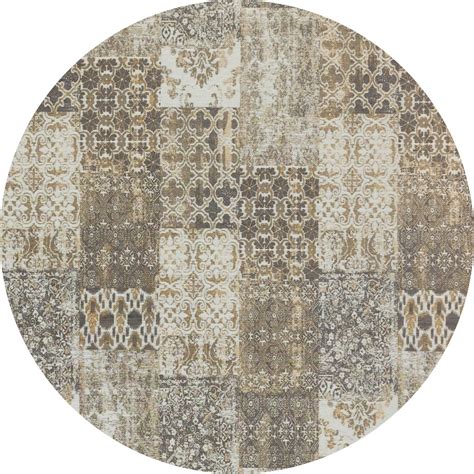 Vintage rond vloerkleed Patchwork Tapijten woonkamer Corretto Crème 170cm ø bol com