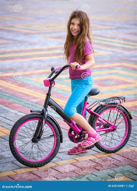 Little Girl Riding Bicycle Stock Image Image Of Child 63510981