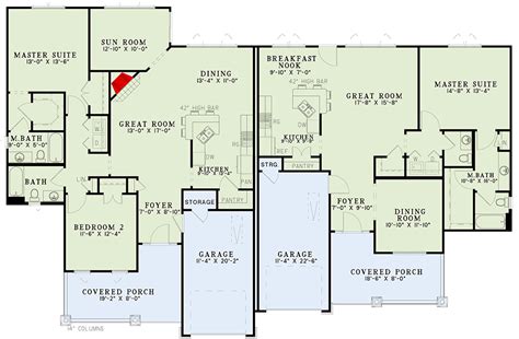 Craftsman Style Duplex House Plan 59741nd Architectural Designs