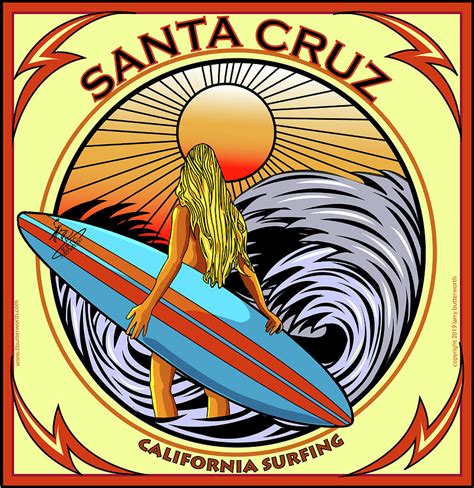 Surfing Santa Cruz California Digital Art By Larry Butterworth Fine