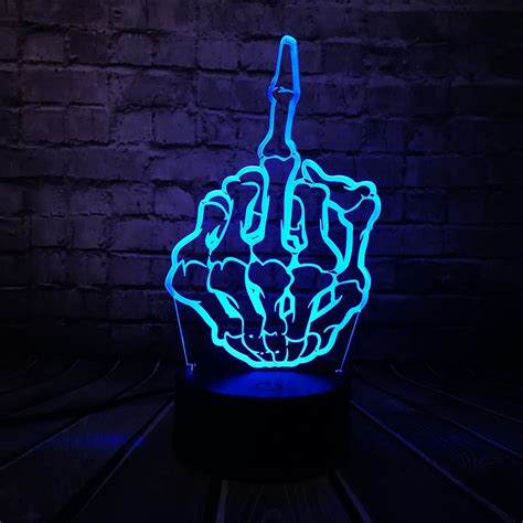 Memberi foto2 menarik yang membuat anda kebawa sensasi. 2018 Cool Skull Middle Finger 3D USB LED Lamp Pop Rock Music Boy Room Decor 7 Colors Change ...