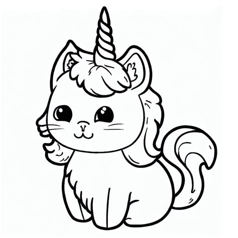 Coloriage Très Joli Chat Licorne Télécharger Et Imprimer Gratuit Sur