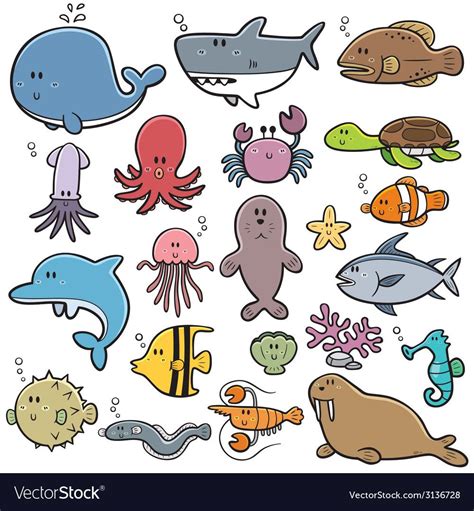 Vector Illustration Of Sea Animals Cartoon Download A Free Preview Or