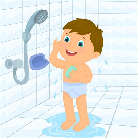 Little Boy Taking A Bath In Bathroom 5234867 Vector Art At Vecteezy