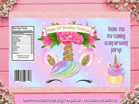 Chip bag template source : Unicorn Chip Bag Template Unicorn Chip Bag Printables | Etsy