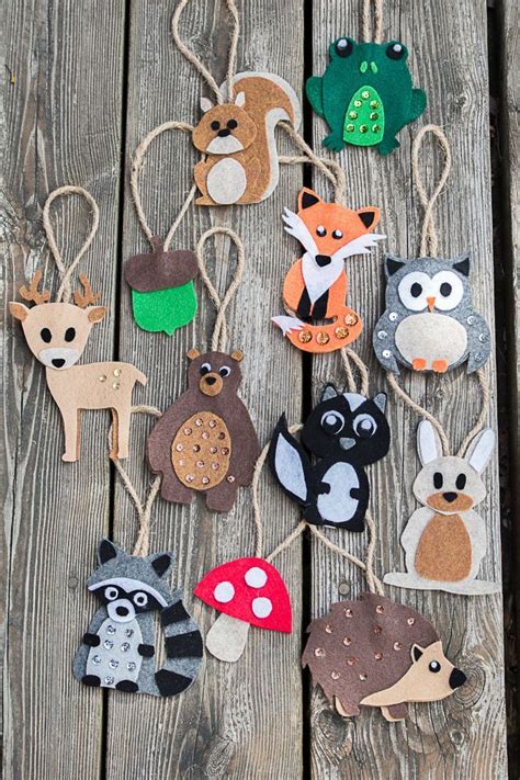 woodland animals pattern felt ornaments   sew