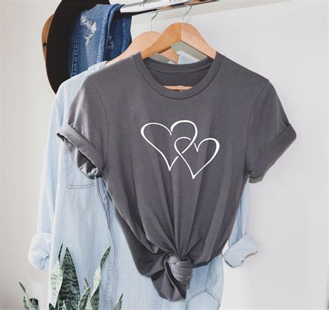 Two Hearts T Shirt Ladies Cool Trending Summer Fashion Etsy Uk
