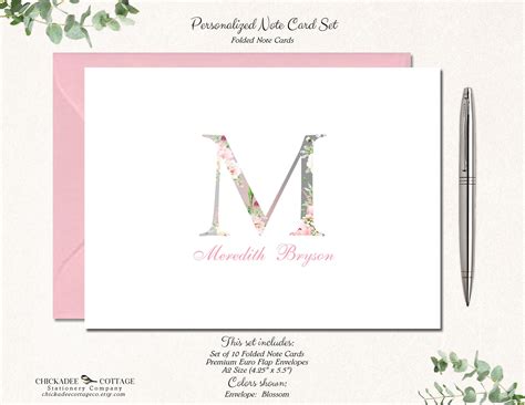 Monogrammed Note Cards Set Of 10 Cards With Envelopes Monogram