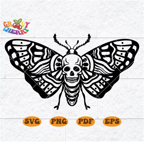 A Black And White Image Of A Moth On A Brick Wall With The Words Svg File