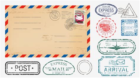 Realistic Envelope With Various Stamps 1234059 Vector Art At Vecteezy