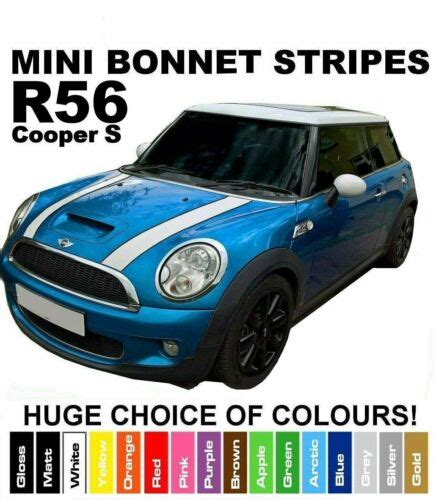 Mini R55 R56 R57 Cooper S Bonnet Stripes With Pinstripe Vinyl