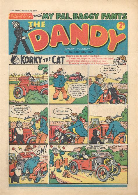 Dandy Comic No 836 November 30th 1957 Korky The Cat Vintage Magazines