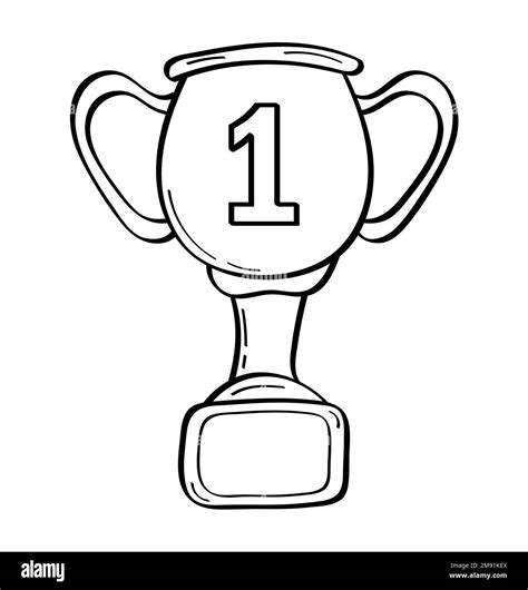 First Place Doodle Icon Medals And Diploma Set Vector Champion Cup In
