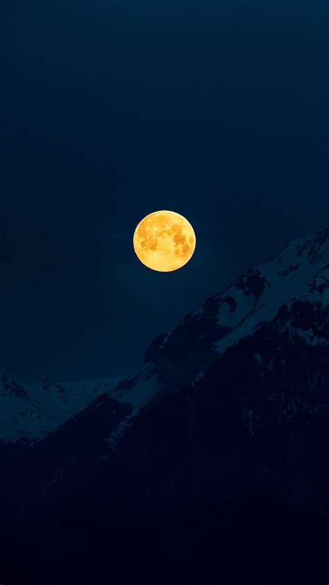 Download Wallpaper 1080x1920 Moon Mountains Night Full Moon