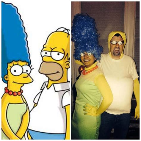 Halloween Costume Dressed Up As The Simpsons Marge And Homer The