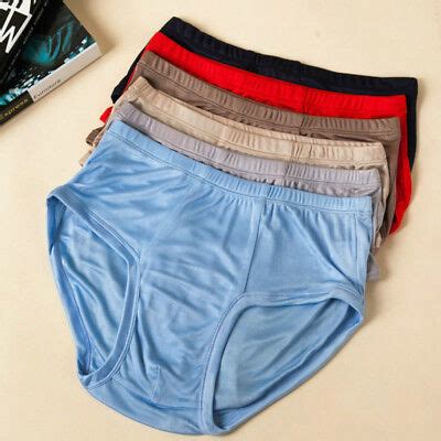 Men Knitted Silk Briefs Comfortable Underwear Underpants Knickers
