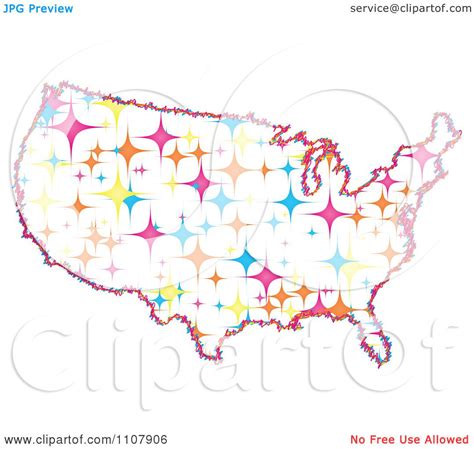 Clipart Colorful Sparkle Star United States Map Royalty Free Vector