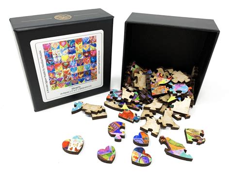 Wooden Jigsaw Puzzles For Adults Hearts Piece Mini Etsy