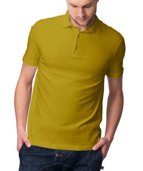 Medlle Solid Mustard Yellow Regular Fit Mens Polo Cotton T Shirt