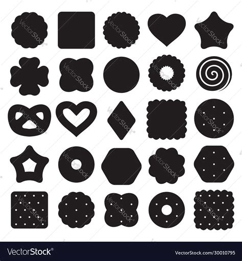 Set Black And White Biscuit Cookies And Royalty Free Vector