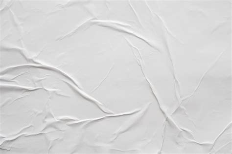 Blank White Crumpled And Creased Paper Poster Texture Background Stock