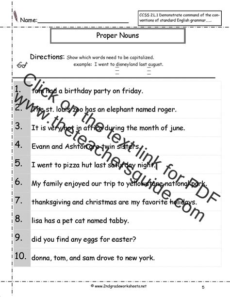 Common and nouns are the words that names people, place, animal and things. Capital Letter Worksheets For Grade 2 - best worksheet