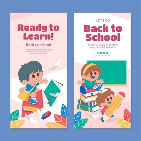 Free Vector Flat Vertical Banner Template For Back To School Season