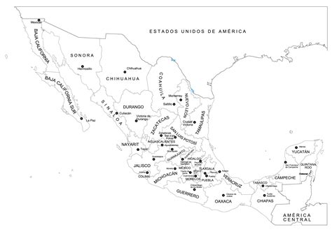 Mapa De México Y Sus Estados Para Pintar Mapa De Mexico Mapa Mexico