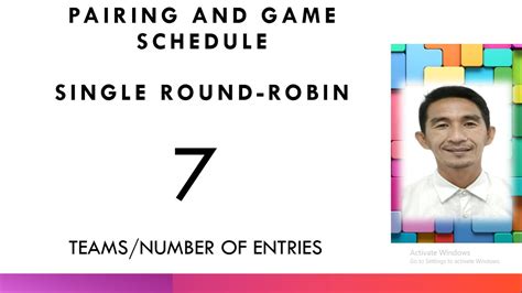 Single Round Robin Pairing And Game Schedule For 7 Teams Youtube