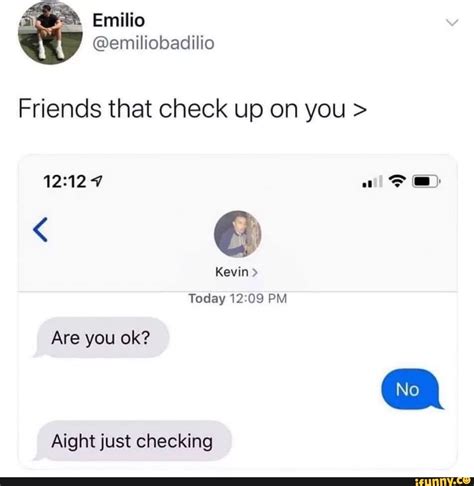 Friends That Check Up On You Are You Ok Aight Just Checking Ifunny