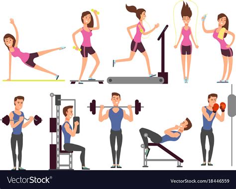 Gym Exercises Body Pump Workout Set With Vector Image