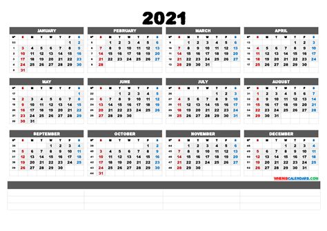 2021 Calendar With Week Numbers Printable