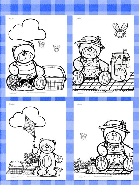 Download these free simple printable coloring pages. Teddy Bear Picnic Coloring Pages -Free and fun!