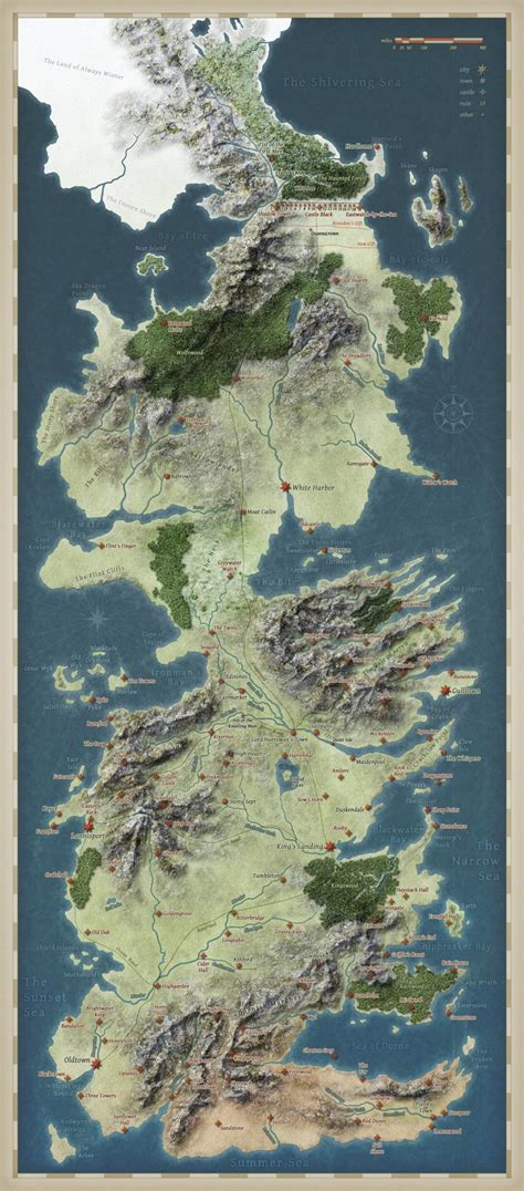 Map Of Westeros From George R Martins Epic Fantasy Series A Song Of