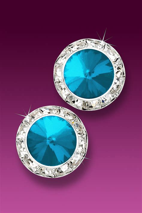 17mm Rhinestone Dance Earrings Bright Blue Pierced