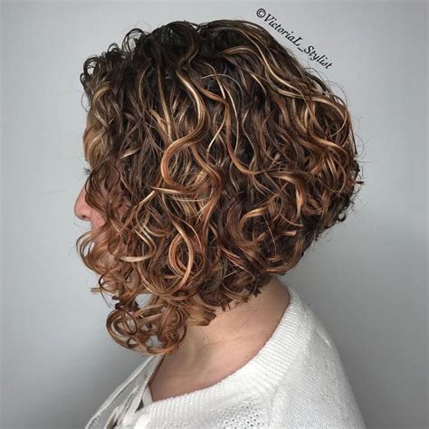 Inverted Curly Bob With Highlights Inverted Bob Haircuts Stacked